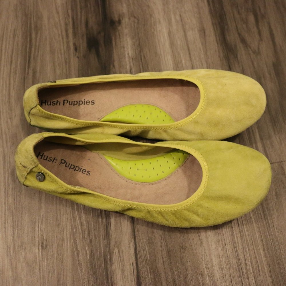 Hush Puppies Chaste Ballet in Green Leather Suede flat - size 7